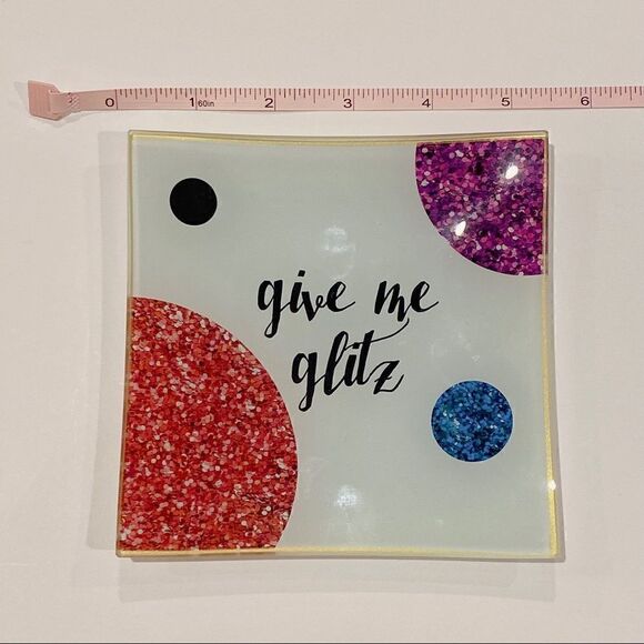 Give Me Glitz Glass Printed Jewelry Trinket Dish Home Wear Decorative Accent - Picture 3 of 5